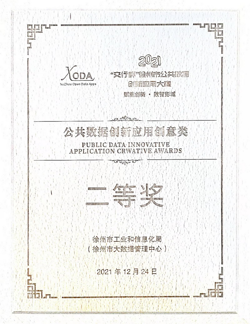 喜报：我校在2021“交行杯”徐州市公共数据创新应用大赛中荣获二等奖